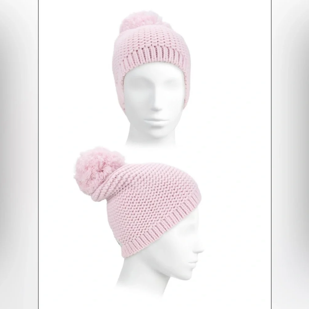 UGG Knit Wool Blend Pom Beanie in Pale Pink